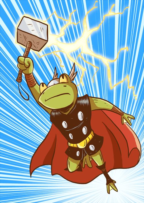 Открытки с Трогом лягушкой супергероем из комиксов от Марвел.