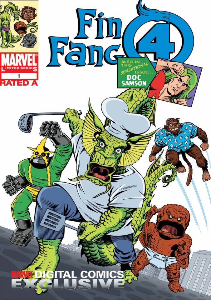 Открытки с Фин Фанг Фумом водным монстром из комиксов Марвел.