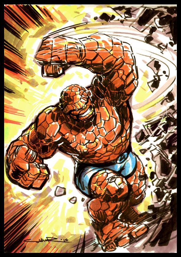 Открытки с Существом из Фантастической Четверки Вселенной Марвел.