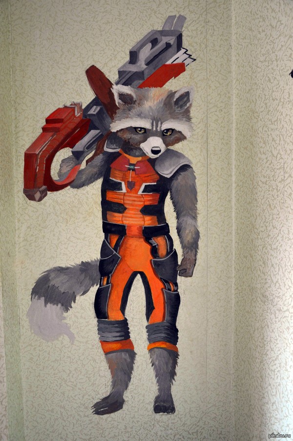 Открытки с Енотом Ракетой из Стражей Галактики скачать бесплатно.