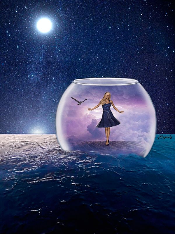 Открытки с Луной в ночном небе скачать бесплатно. Открытки с Луной gif.