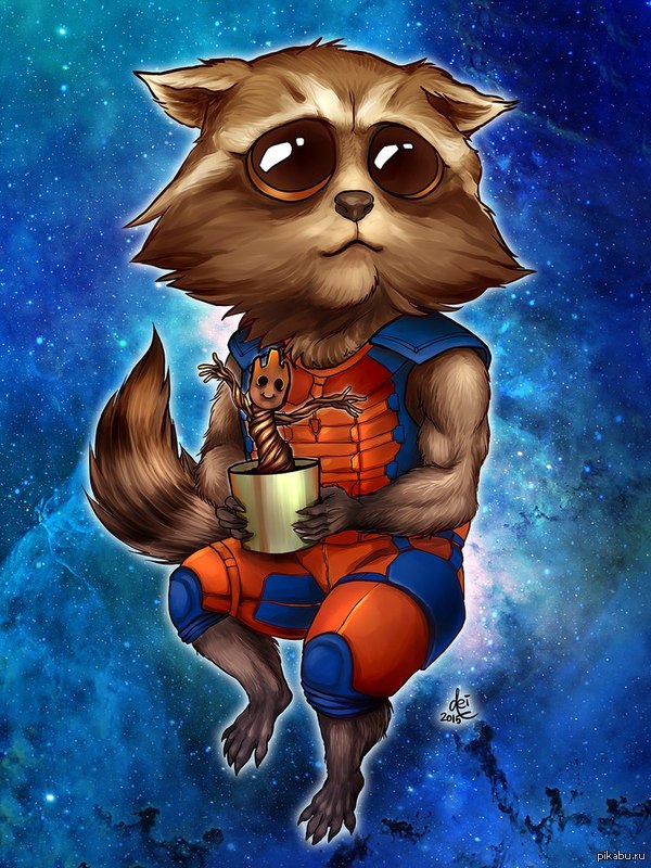 Открытки с Енотом Ракетой из Стражей Галактики скачать бесплатно.