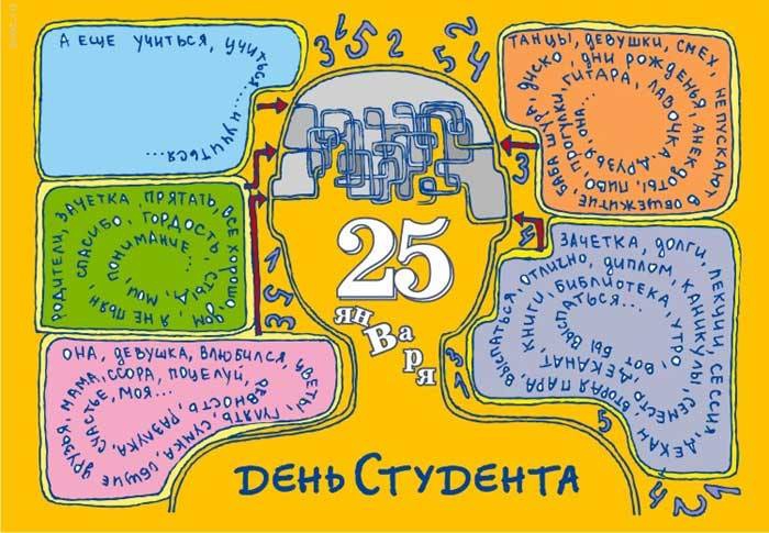 Красивые открытки на день студента (Татьянин день). Открытки на праздники 25 января
