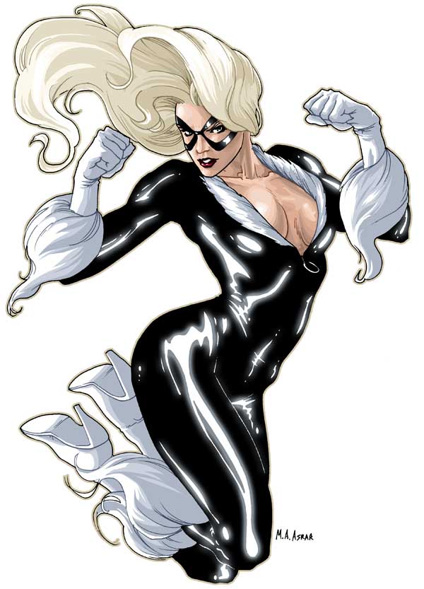 Открытки с Черной Кошкой из Спайдермена по комиксам Марвел. 