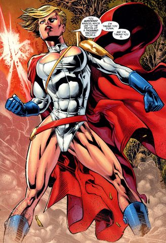 Открытки с Пауэр Гёрл из комиксов про Супермэна от ДС скачать.