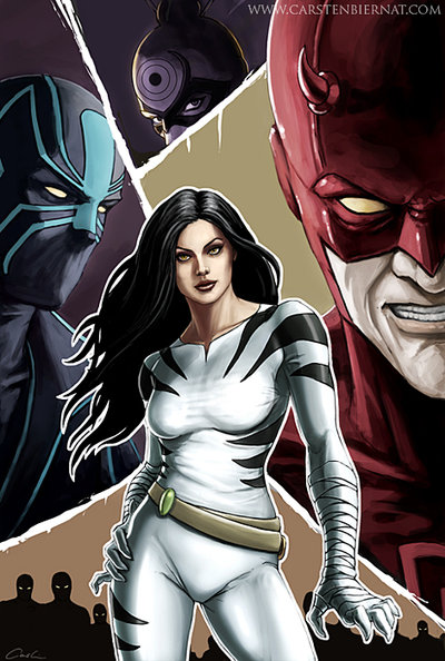 Открытки с Белой Тигрицей из комиксов Вселенной Марвел скачать.