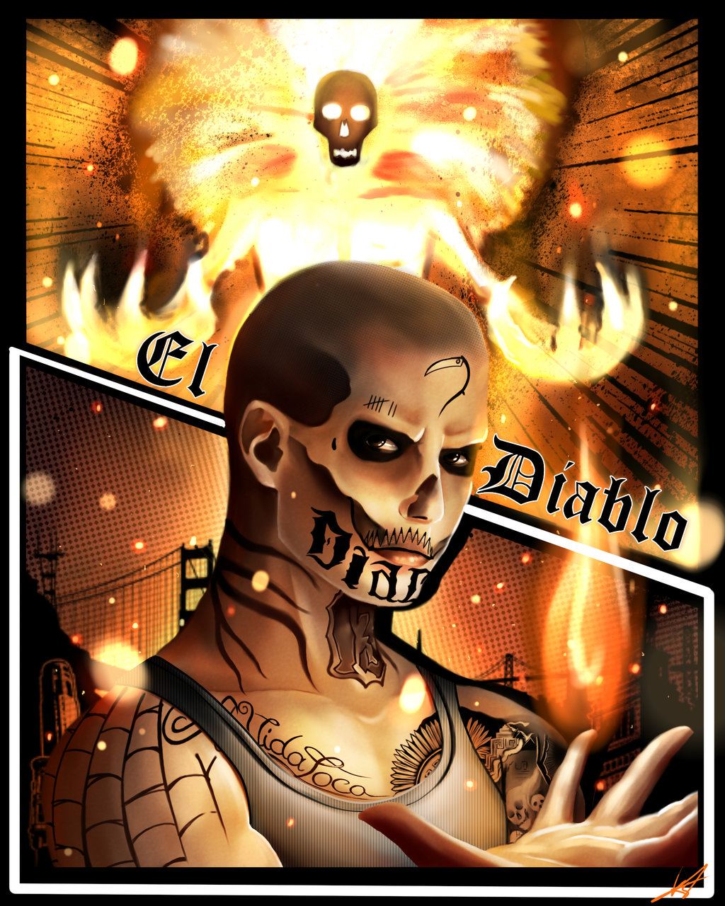 Открытки с Эль Диабло из Отряда Самоубийц. Открытки с Эль Диабло скачать.