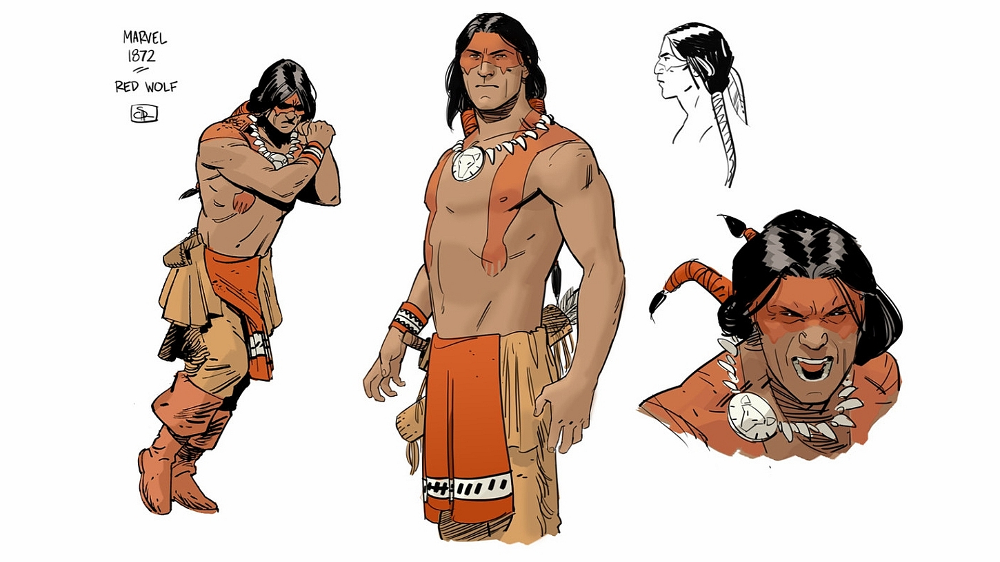 Открытки с Красным Волком индейцем супергероем из комиксов. 