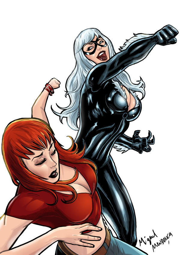 Открытки с Черной Кошкой из Спайдермена по комиксам Марвел. 