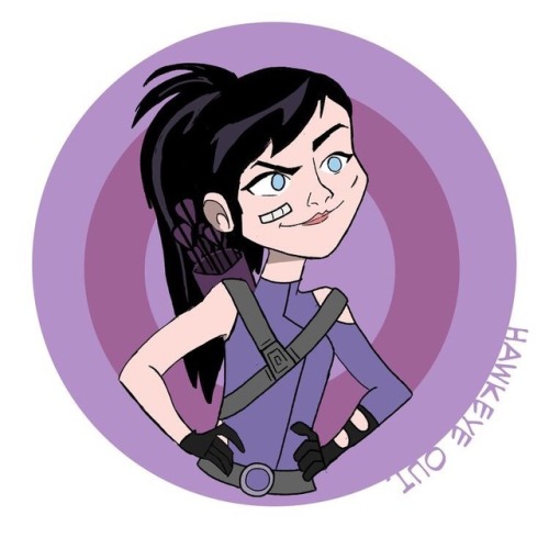 Открытки с соколиным Глазом Кейт Бишоп из комиксов Марвел.    