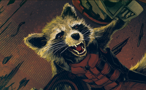 Открытки с Енотом Ракетой из Стражей Галактики скачать бесплатно.