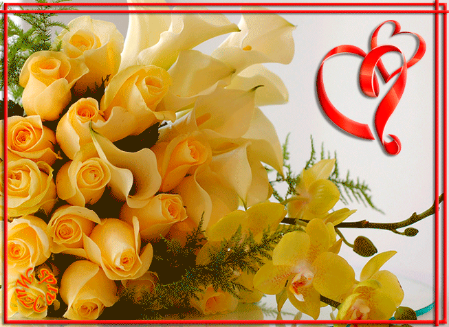 Открытки с желтыми розами скачать. Анимационные открытки с желтыми розами.