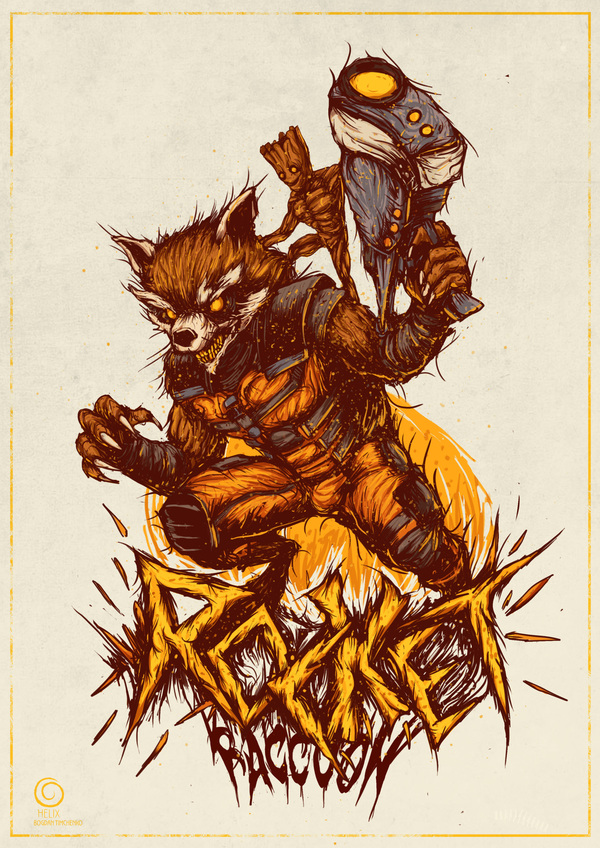 Открытки с Енотом Ракетой из Стражей Галактики скачать бесплатно.