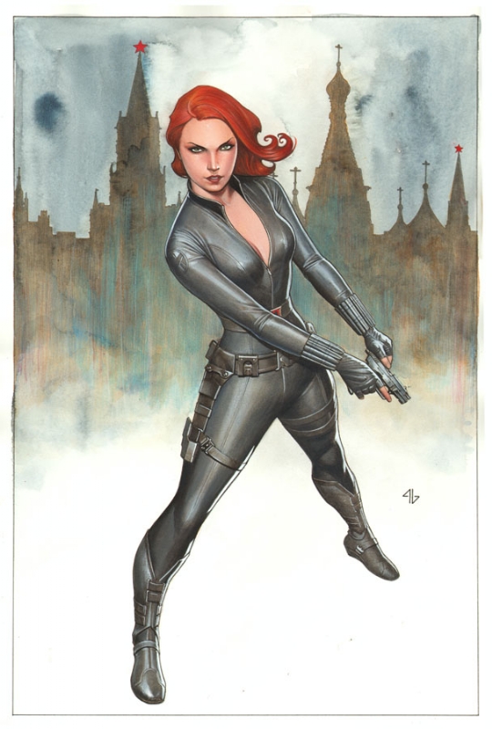 Открытки с Чёрной Вдовой по комиксам Марвел скачать бесплатно.