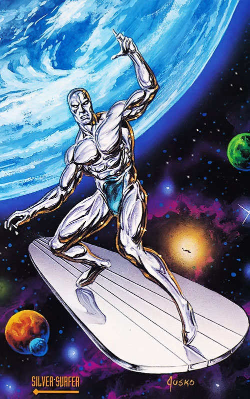 Открытки с Серебряным Сёрфером из комиксов Вселенной Марвел.