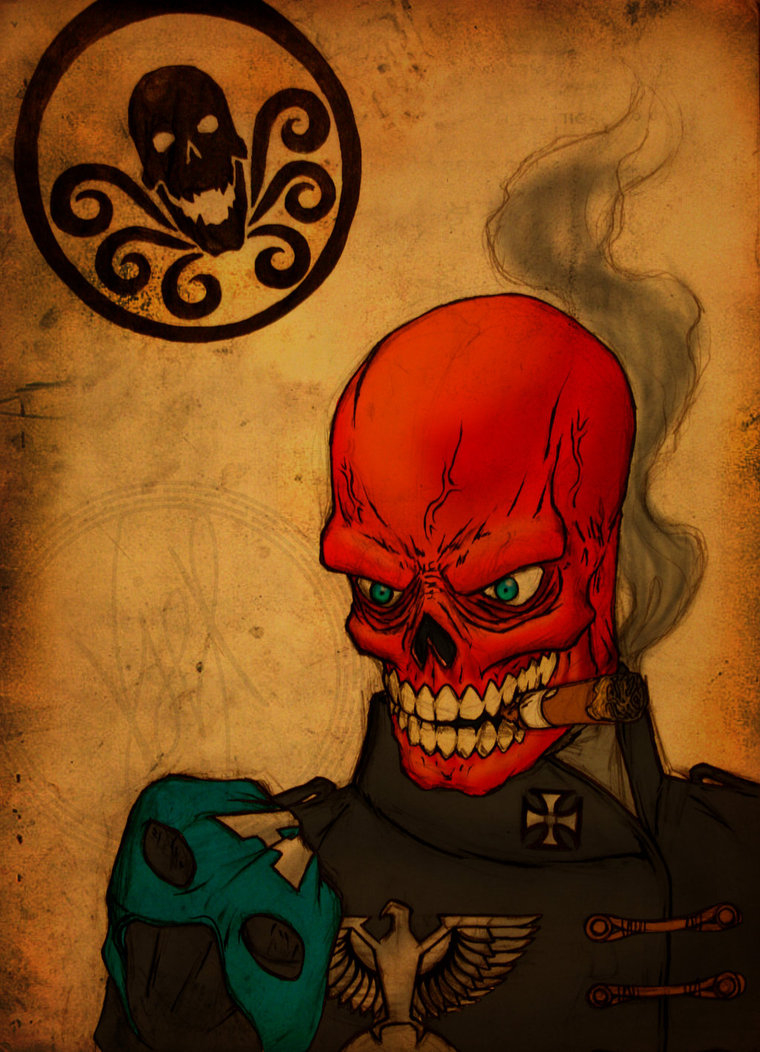 Открытки с Красным Черепом Иоганном Шмидтом из комиксов Марвел.