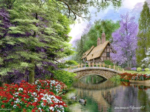 Открытки с домиком в лесу скачать бесплатно. Открытки с домиком в лесу gif.