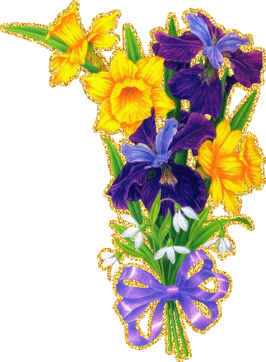 Открытки с букетом нарциссов анимационные. Открытки с букетом нарциссов gif.