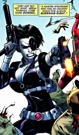 Открытки с Домино из комиксов Вселенной Марвел скачать бесплатно.