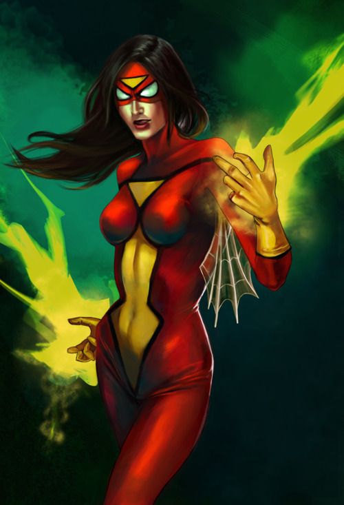 Открытки с Женщиной Пауком из комиксов Вселенной Марвел скачать.