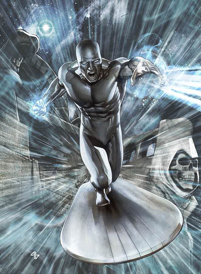 Открытки с Серебряным Сёрфером из комиксов Вселенной Марвел. 