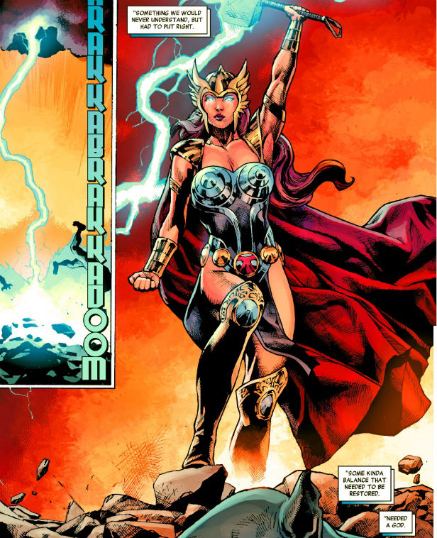 Открытки с Девушкой Тором из комиксов Вселенной Марвел скачать.