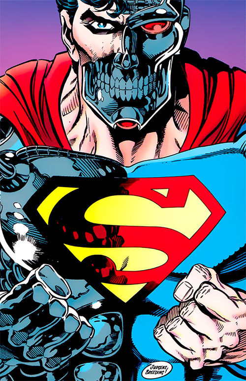Открытки с Киборгом Супермэном суперзлодеем из Вселенной ДС.