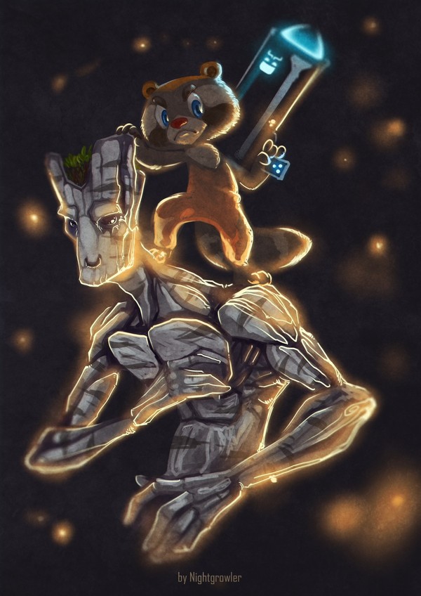 Открытки с Енотом Ракетой из Стражей Галактики скачать бесплатно.