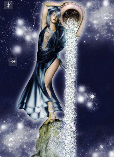 Скачать бесплатно открытки знак зодиака Водолей с анимациями.