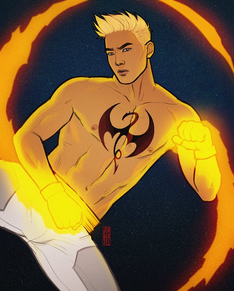 Открытки с Железным Кулаком Денни Рэндом из комиксов Марвел.