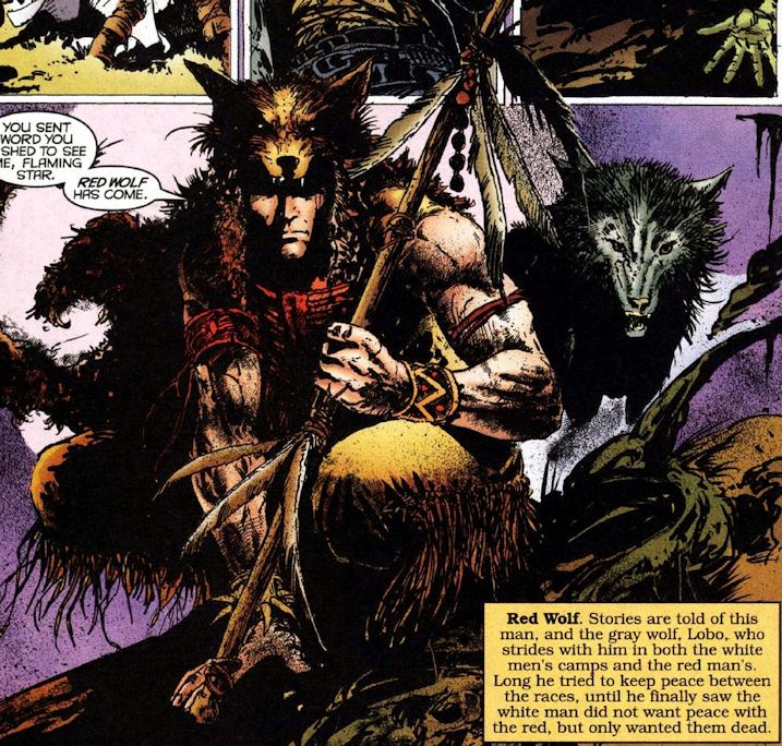 Открытки с Красным Волком индейцем супергероем из комиксов. 