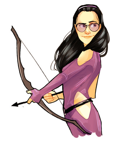 Открытки с соколиным Глазом Кейт Бишоп из комиксов Марвел.    