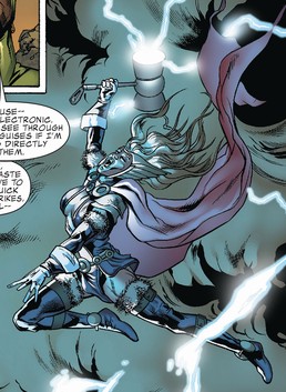 Открытки с Девушкой Тором из комиксов Вселенной Марвел скачать.