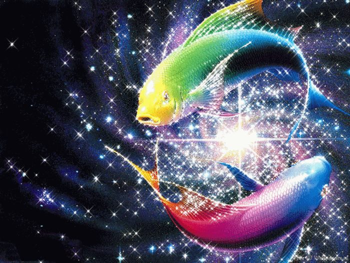  Скачать бесплатные открытки знак зодиака Рыбы с анимациями.