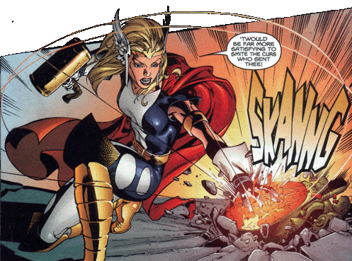 Открытки с Девушкой Тором из комиксов Вселенной Марвел скачать.