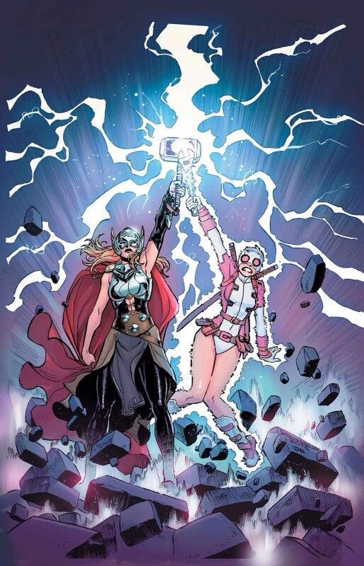 Открытки с Девушкой Тором из комиксов Вселенной Марвел скачать.