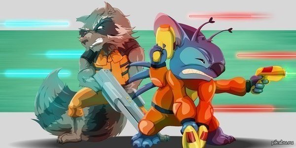 Открытки с Енотом Ракетой из Стражей Галактики скачать бесплатно.