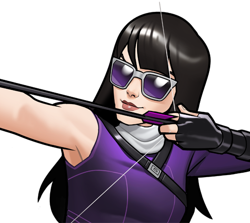 Открытки с соколиным Глазом Кейт Бишоп из комиксов Марвел.    