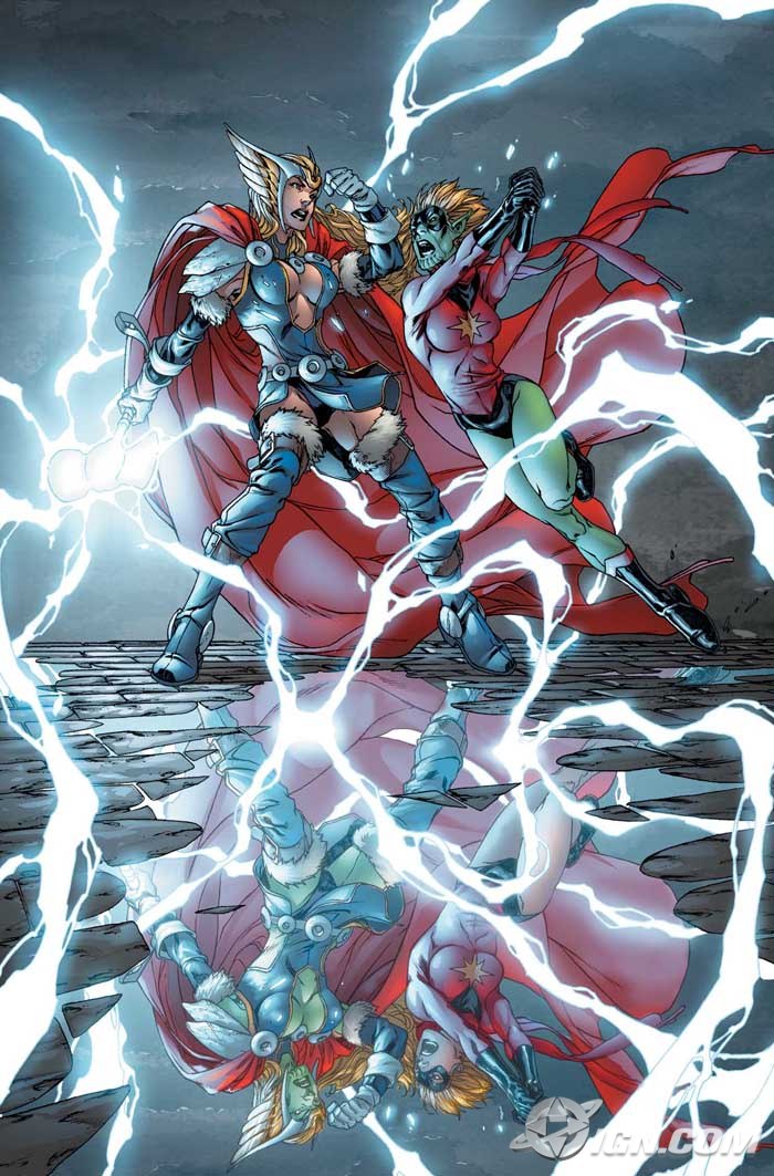 Открытки с Девушкой Тором из комиксов Вселенной Марвел скачать.