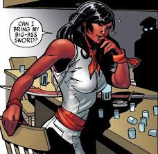 Открытки с Красной Женщиной Халком из комиксов от Марвел.    