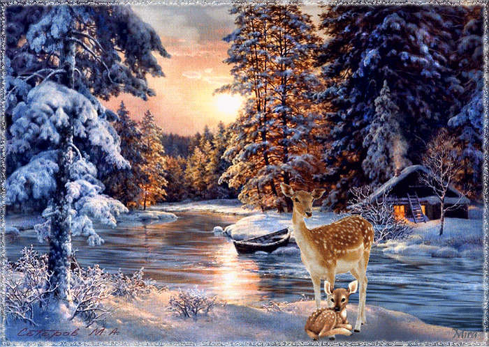 Открытки с зимним лесом скачать бесплатно. Открытки с зимним лесом gif.