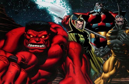 Открытки с Красным Халком из Вселенной комиксов Марвел скачать.