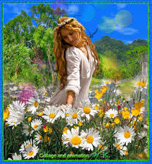 Открытки с ромашковым полем с анимациями. Открытки с ромашковым полем gif.