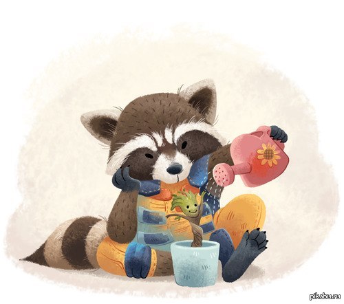 Открытки с Енотом Ракетой из Стражей Галактики скачать бесплатно.