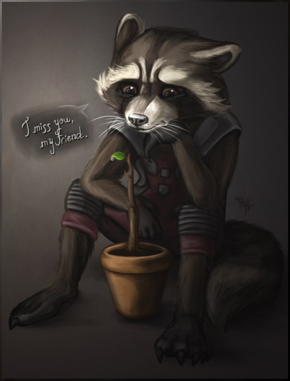 Открытки с Енотом Ракетой из Стражей Галактики скачать бесплатно.