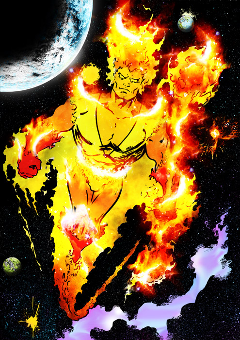 Открытки с Огненным Лордом из комиксов Вселенной Марвел скачать.