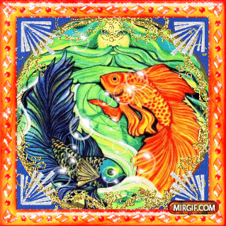  Скачать бесплатные открытки знак зодиака Рыбы с анимациями.