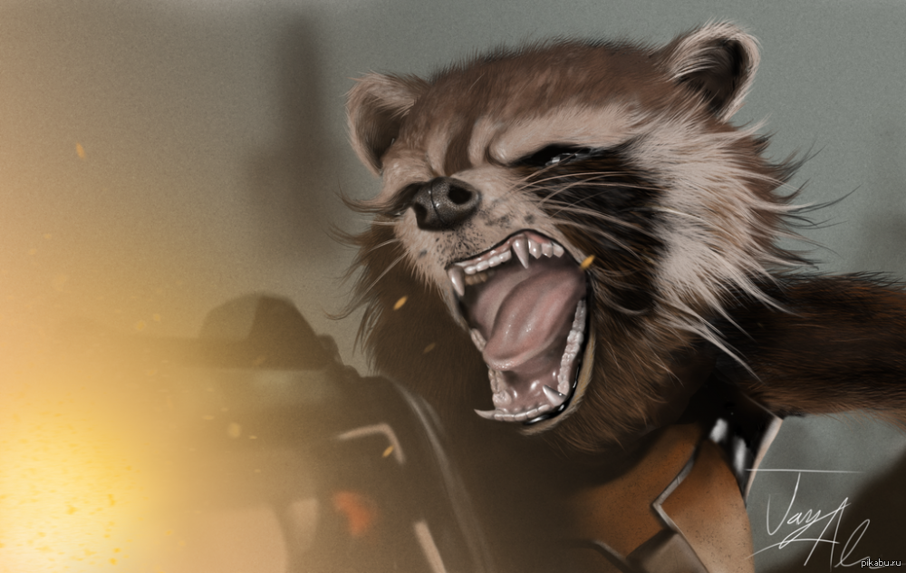 Открытки с Енотом Ракетой из Стражей Галактики скачать бесплатно.