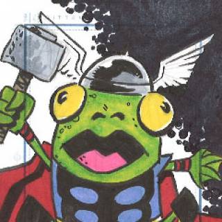 Открытки с Трогом лягушкой супергероем из комиксов от Марвел.