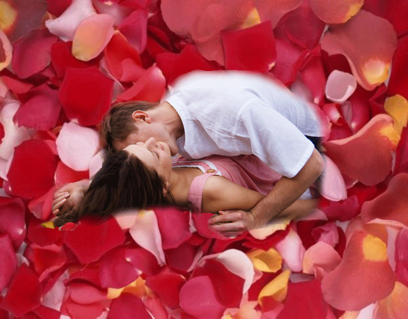 Цветок поцелуй. Фотосессия с лепестками роз. Любовь в лепестках роз. Романтические цветы.